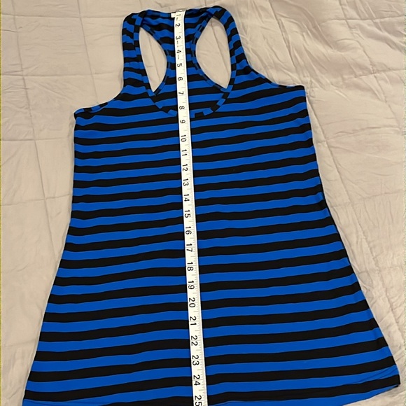 Lululemon Racerback Tank. Size Small gently worn. Royal Blue and Black stripes - Picture 4 of 9